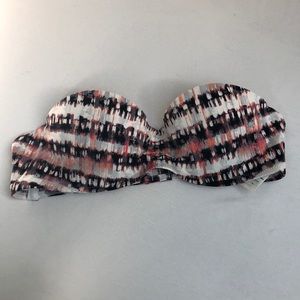 White/Pink/Black Strapless Abercrombie Bikini Top